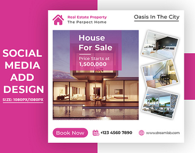 Real estate sale social media banner or square flyer template