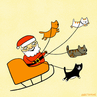 Meow-y Christmas cat cat illustration cats christmas cute holidays kitty kitty illustration santaclaus