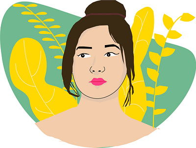 Mira:) girl girl illustration green plant yellow