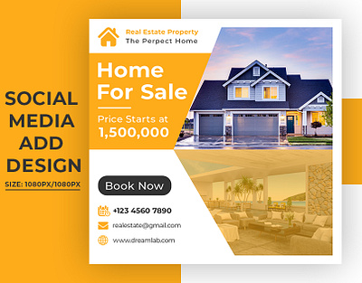 Real estate sale social media banner or square flyer template