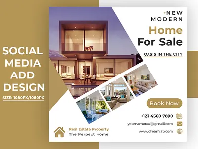 Real estate sale social media banner or square flyer template