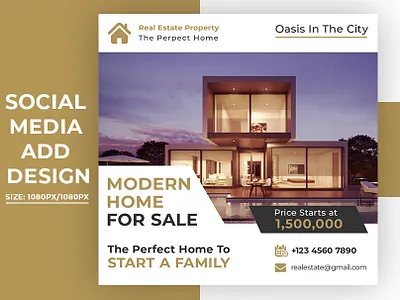 Real estate sale social media banner or square flyer template