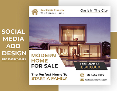 Real estate sale social media banner or square flyer template