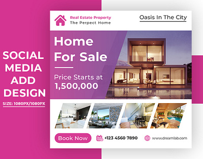 Real estate sale social media banner or square flyer template