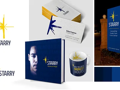 Starry Visual Identity branding clean counseling creative design hand drawn modern navy blue visual identity yellow