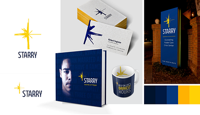 Starry Visual Identity branding clean counseling creative design hand drawn modern navy blue visual identity yellow