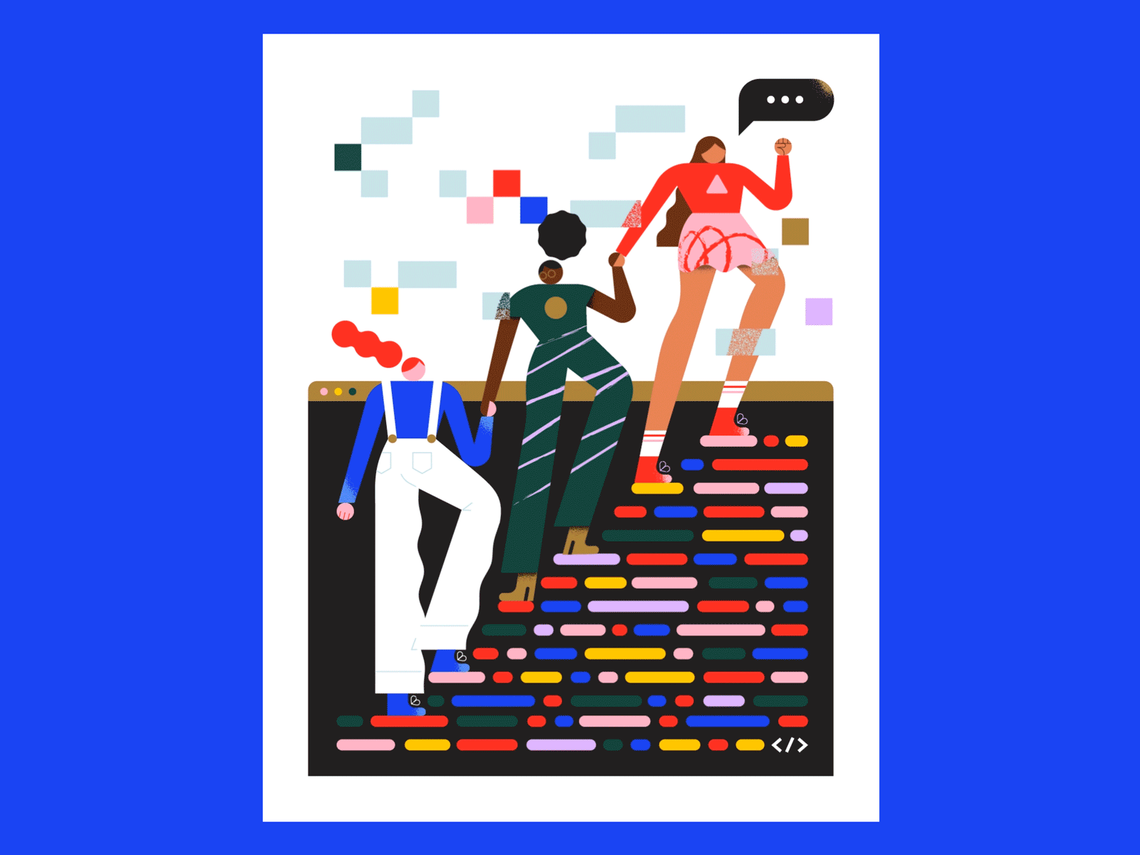 📘 algorithm algorithms character character design code coding editorial illustration editorialillustration geometric geometry illustration minimal technology vector women women empowerment women in tech