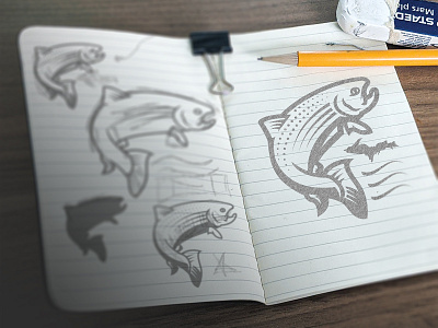 Trout Unlimited Sketches branding fish fishing icon illustration mark michigan mockup sketch sketchbook trout trout unlimited