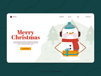 Christmas Landing Page chistmas free download freebie freepik gifts illustration landing page landing page ui snowman ui vector vector illustration