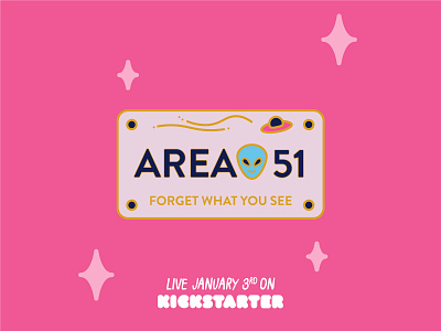 Licence plate from Area 51 adventure area 51 enamel pin funny tagline illustration kickstarter licence plate roadtrip space vector