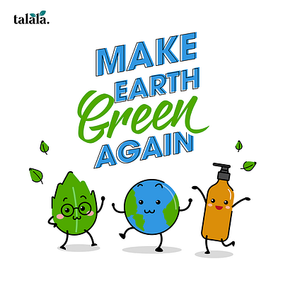 Make earth green again: colorful doodle earth enviroment friendly illustration vector