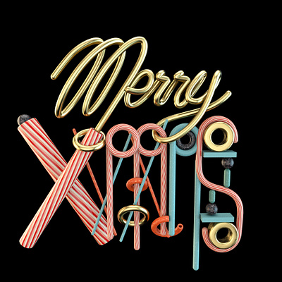 MERRY XMAS02 3d 3d artist 3dfont 3dtype colors hand lettering handmadefont illustration lettering type typeface xmas card