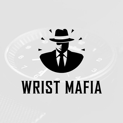 Wrist Mafia Logo brand branding face gangster hat jewelry logo logo design logomark logotype mafia man mob suit tie time timepiece watch wrist wristwatch