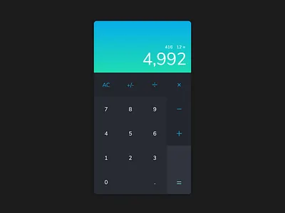 Daily UI 004 app calculator clean collectui dailyui dailyui004 dark mode darkmode design flat flat design flatui typography ux vector