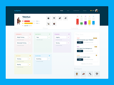 Myfighter Dashboard fighter figma game homepage ui uiux video game web