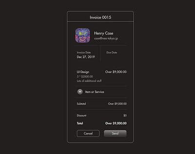 Daily UI 46/100 - Invoice dailyui dailyui046 dark dark theme dark ui darkmode design ui uidesign uiux ux uxdesigns web design
