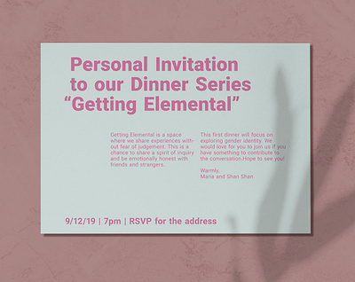 Invitation to Conversational Dinner color exploration design invitation invitation card print ready typography