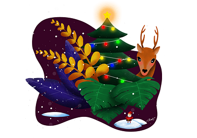 Mini snow - 3 artwork christmas christmas party christmas tree design digital digitalart dribbble flat graphic illustration instagram photoshop reindeer santa shot vector