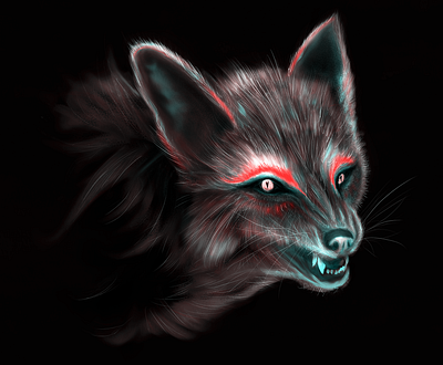 Neon Fox War Paint animal digital art digital painting fox illustration war paint