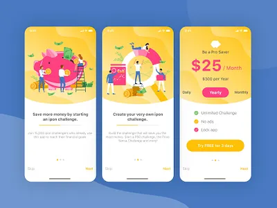 onboarding For money Saver App art illustration logo ui uiux ux