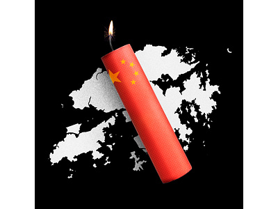 Hong Kong's firework editorial illustration montage news