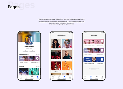 Musgeek app design artists card concert design mobile app music app profile tickets ui ux