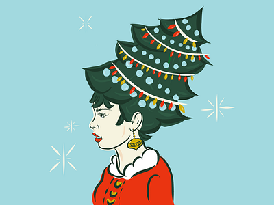 Retro Christmas christmas design hair holiday illustration merry christmas retro vintage