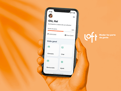 Renovation Progress app art clean concept design design system gradient color gray ios iphone x orange real state ui white space