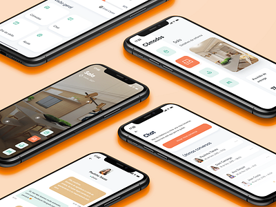 Renovation Progress all screen apartment app border radius button clean concept design design system green home icons ios mockup orange real state ui