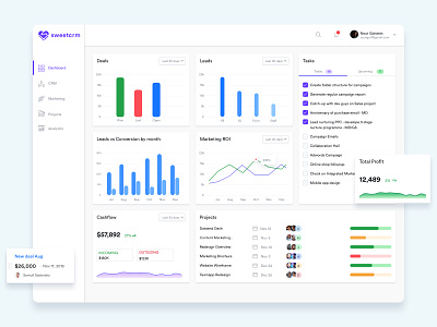 Dashboard for CRM App charts dashboad ui ux visualization web app