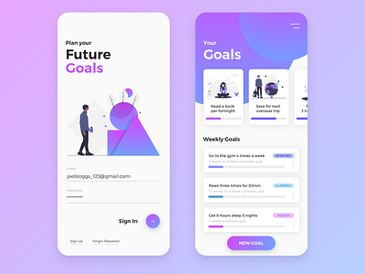 Goal Tracking App app app design design goal tracking goals illustration mobile app mobile app design mobile ui ui ux