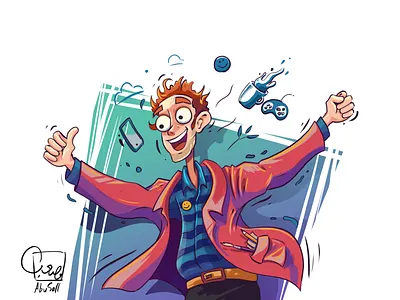 artist character aftereffects artist boy character coffee designer emoji gamer graphic guy happy illustraion motion design motiongraphics people photoshop play restaurant smile vacation