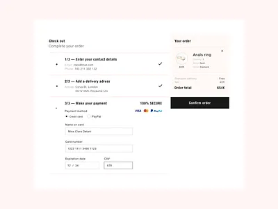 002 - Credit Card Check Out app clean ui concept daily ui challenge design inspiration jewelery luxe mobile modern pastel ui web