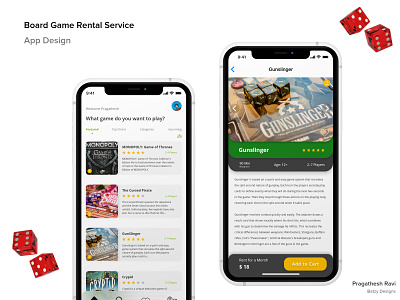 Board Game Rental Service - App Design adobexd app design app design icon ui web ios guide board game board games dailyui design freelance design freelance designer freelancer game app illustraion ios home page product design rental app rental service ui userinterface ux