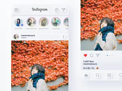 Instagram on Neumorphism app design instagram instagram post ui uidesign ux