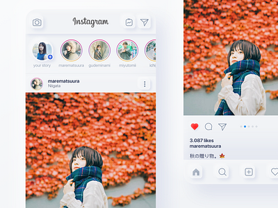 Instagram on Neumorphism app design instagram instagram post ui uidesign ux