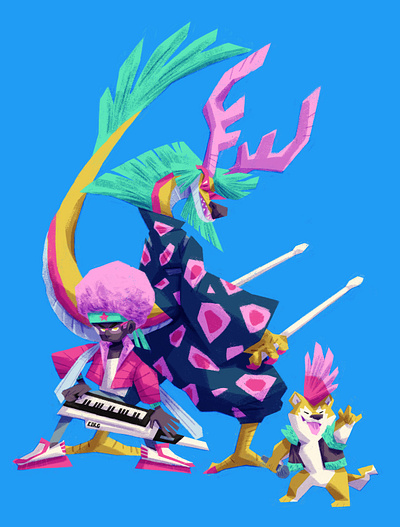 Dragon band afro character design concept art dragon illustration japan musician shiba