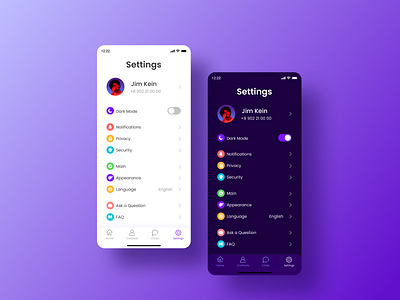 Settings app apple daily challange daily ui 007 dailyui design ios settings settings page social app ui ux violet