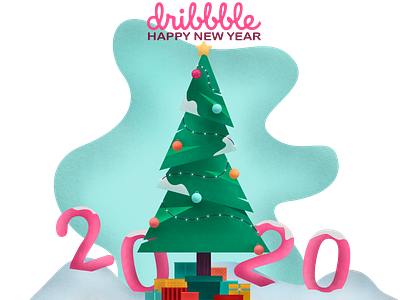 Happy 2020! 2020 art colorful design dribbble flat gift happy happy new year illustration new year present tree web