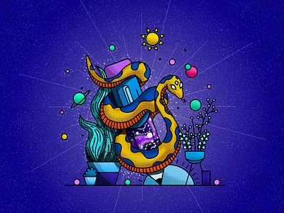 Cosmic Ssssketches 2d affinity designer cosmic design draw flat galaxy illustration illustrator magic pencil planets plants solar system stars sun texture vector