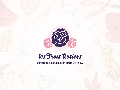 Les Trois Rosiers branding ecommerce flower illustration logo logotype vector