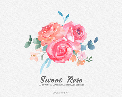 Sweet Rose Watercolor Clipart blush rose clipart digital clipart digital illustration download floral clipart floral design floral wreath and pattern flower graphic illustration gogivo handpainted png red rose rose flower clipart rose flower illustration rose watercolor clipart sweet rose watercolor watercolor flower clipart