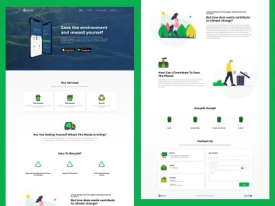 irecycle_landing page clean design flat icons ui ux web website