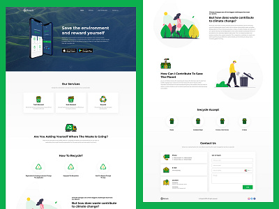 irecycle_landing page clean design flat icons ui ux web website