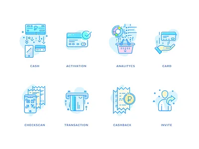 Cashback icon set 2d activation analytics card cash cashback clean design icon illustration invite simple transaction vector