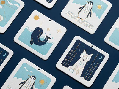 Holiday Critters 1 coaster fox letterpress narwhal ornament penguin polarbear