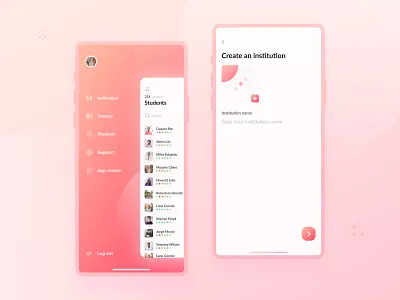 Mobile App · Institution Management UI l 24 · 365 add android clean interface ios managment mobile mobile app mobile ui navigation side menu simple students study typogaphy ui ui trends ux vector