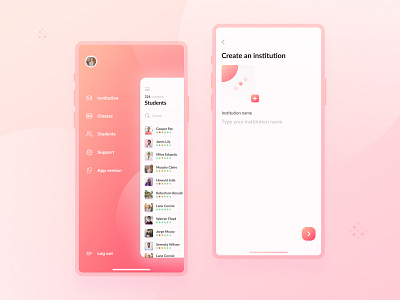 Mobile App · Institution Management UI l 24 · 365 add android clean interface ios managment mobile mobile app mobile ui navigation side menu simple students study typogaphy ui ui trends ux vector