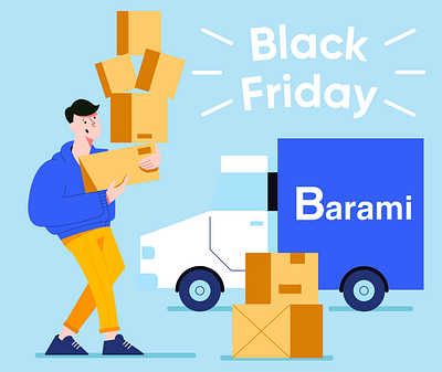 package delivery banner black friday car delivery freight illustration package