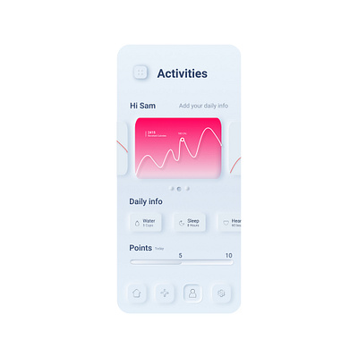 Health Monitor App Design app dailyui design dribbble figmadesign icon skeuomorph social app ui user experience userinterface ux